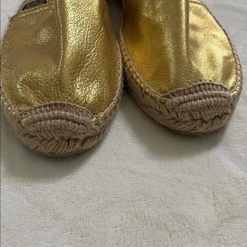 Penelope Chilvers Gold Espadrille Slip-Ons